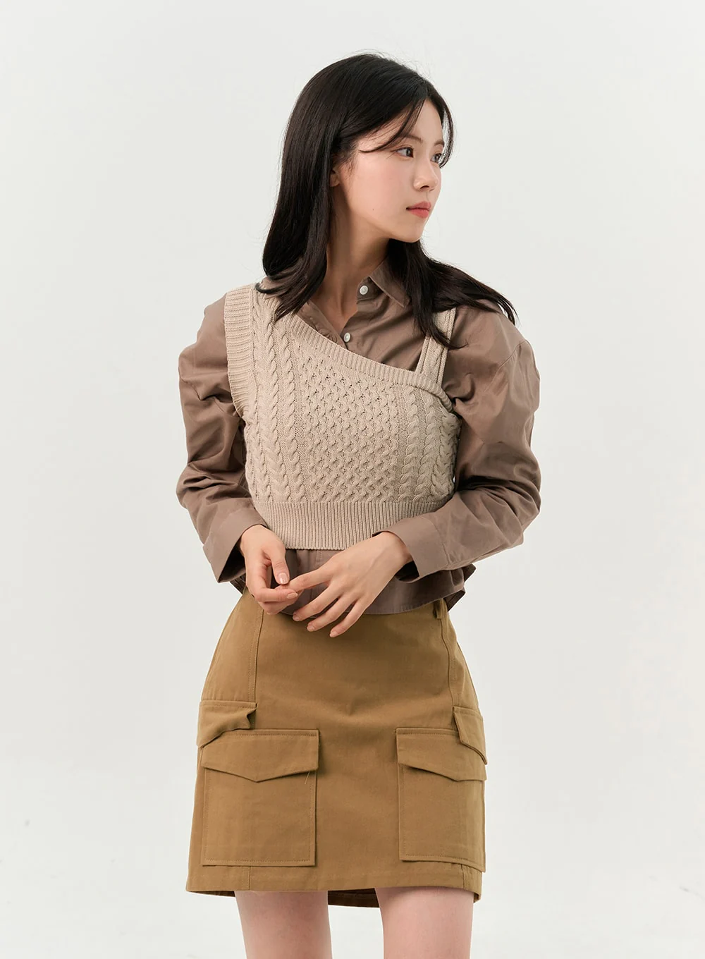 Crop Buttoned Blouse OO325 - Image 7