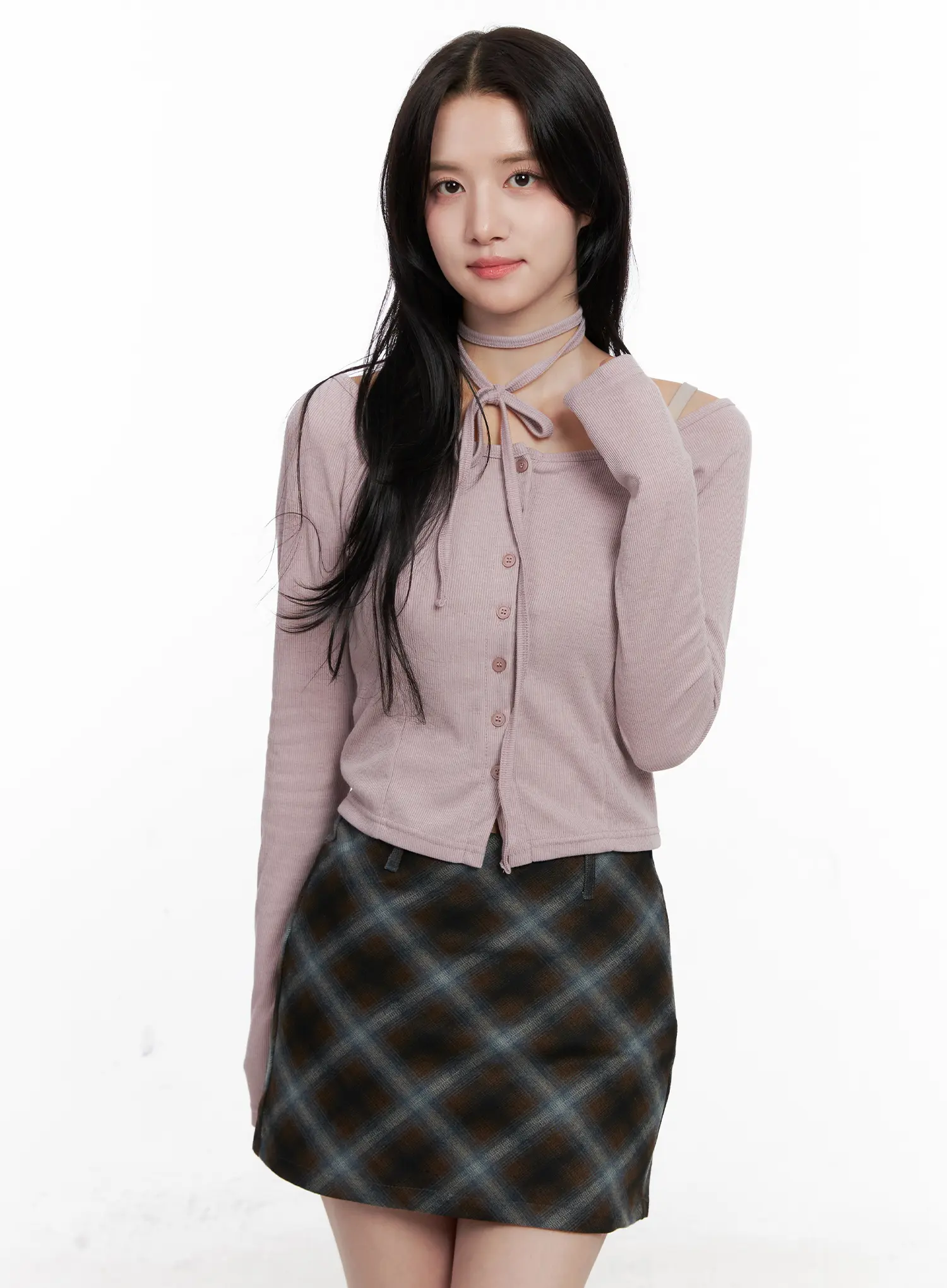 Crop Cardigan With Neck-Strap CO523