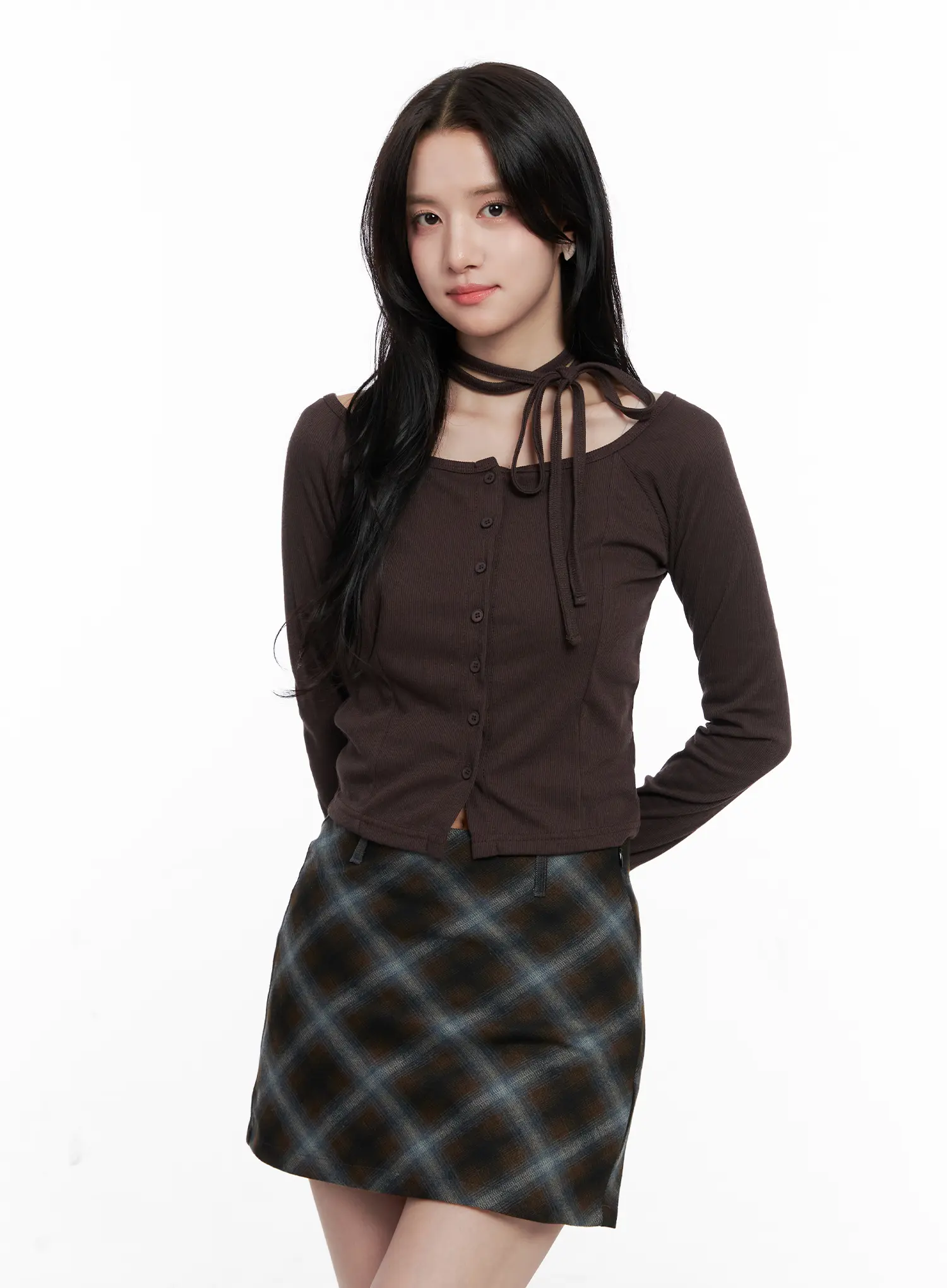 Crop Cardigan With Neck-Strap CO523 - Image 2