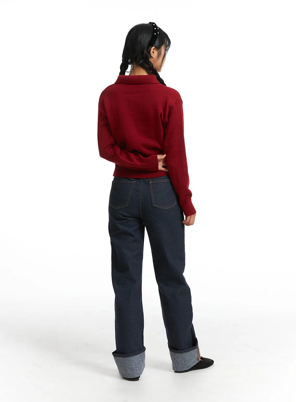 Crop Collar Lettering Sweater OJ404 - Image 4