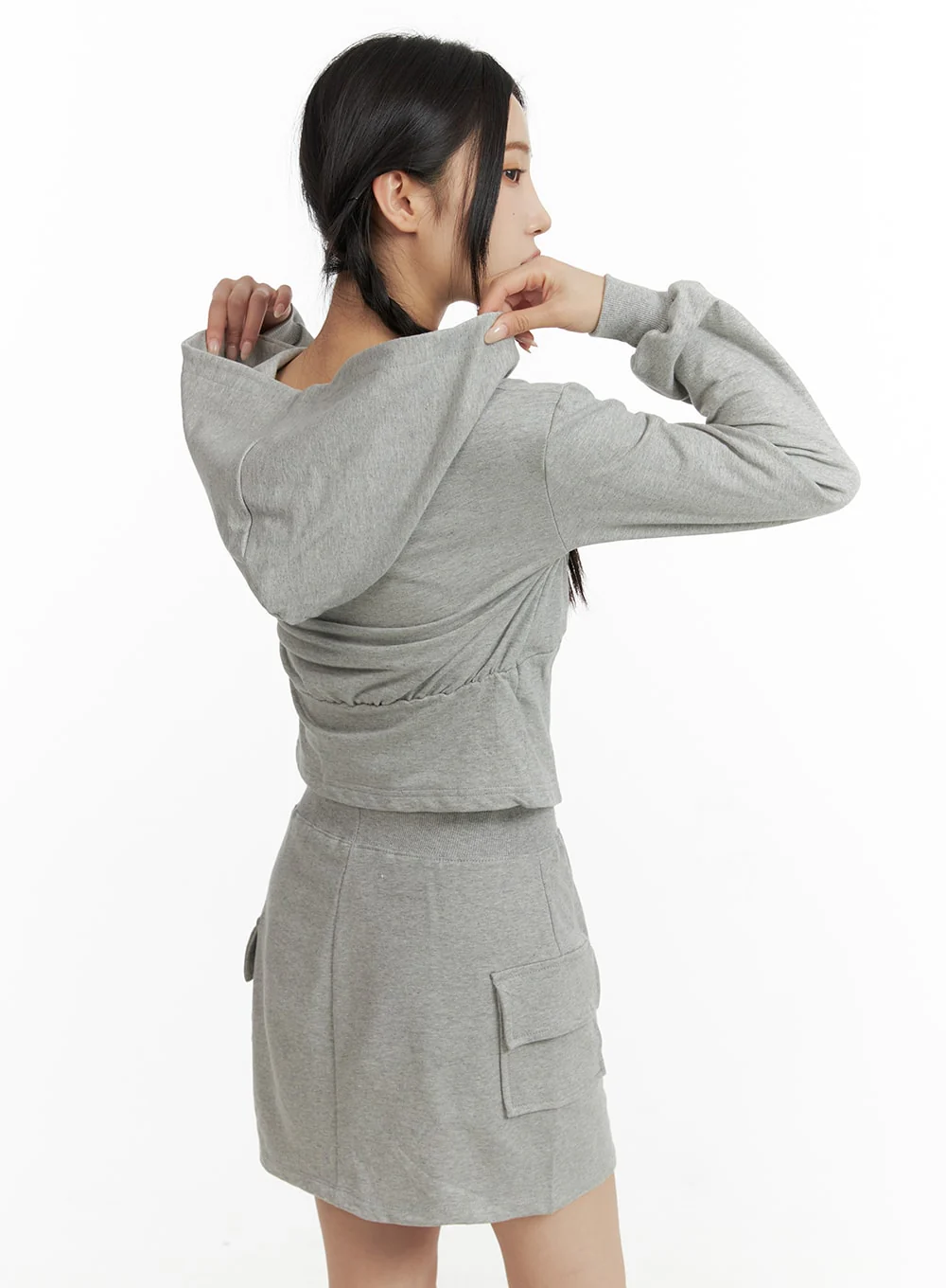 Crop Zip Up Sweat Hoodie CF415 - Image 6