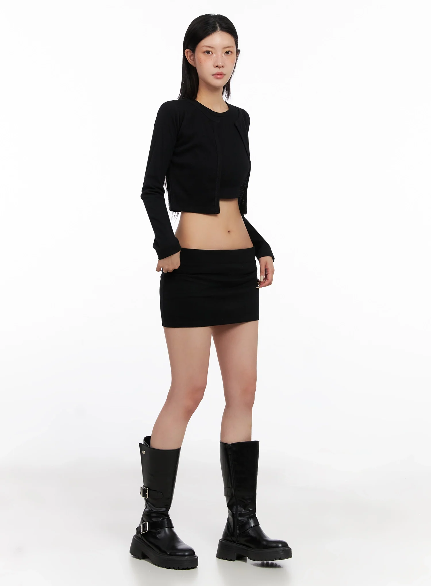 Cropped Cardigan 2-Piece Set IS508 - Image 2