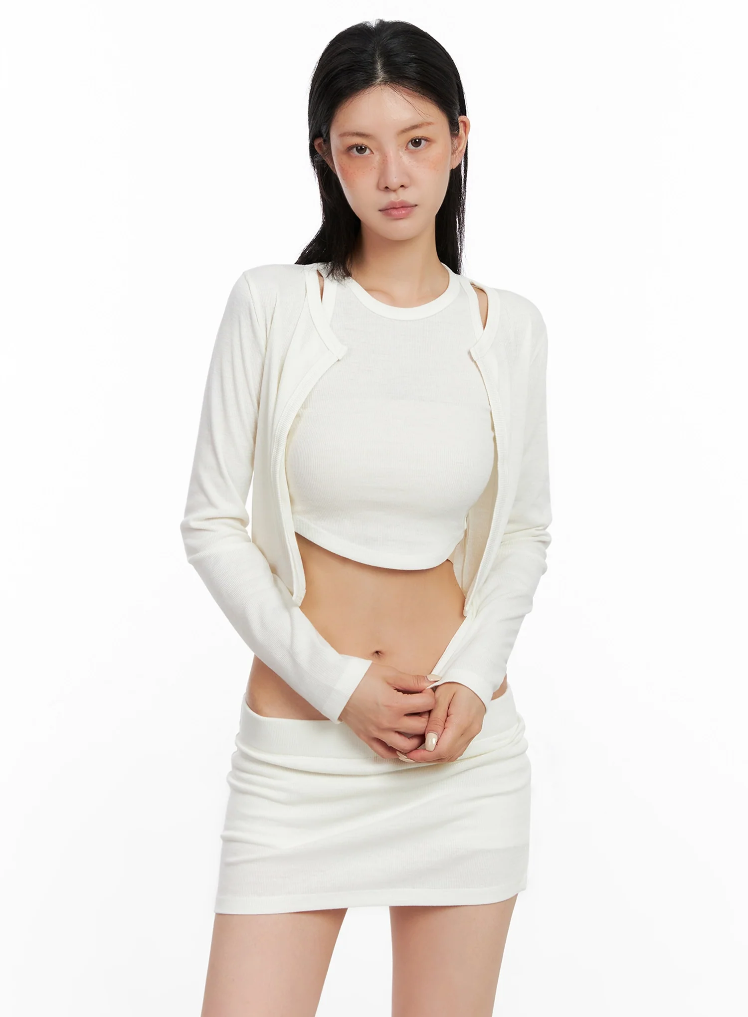 Cropped Cardigan 2-Piece Set IS508 - Image 6