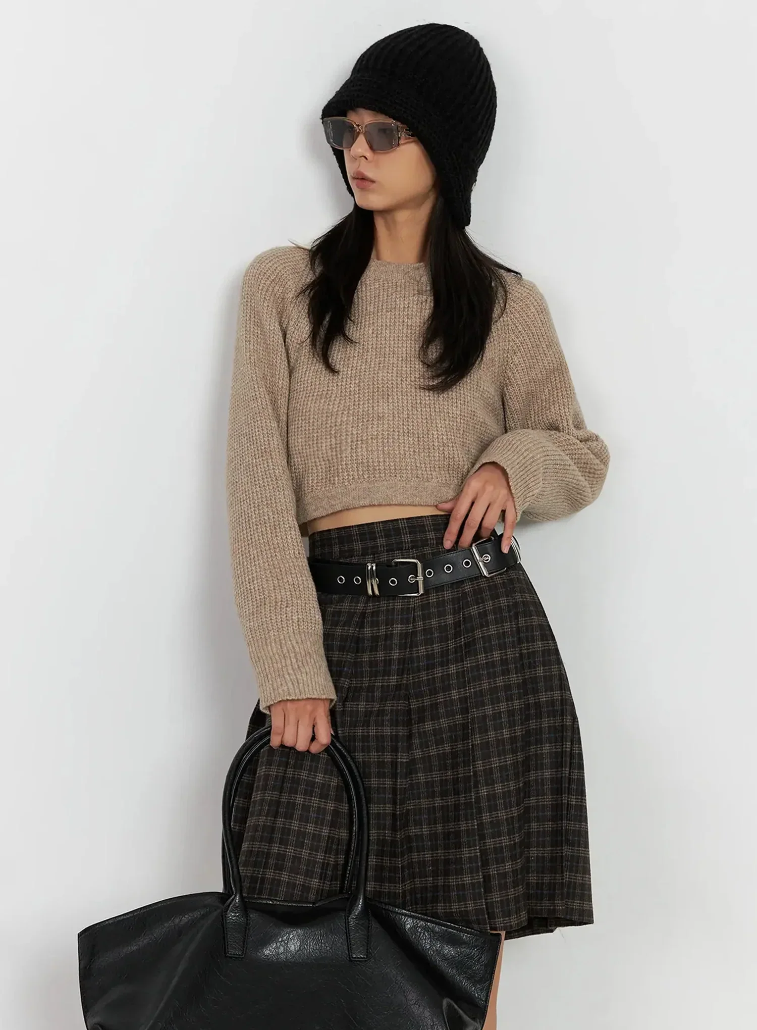 Cropped Crewneck Knit Top IJ502
