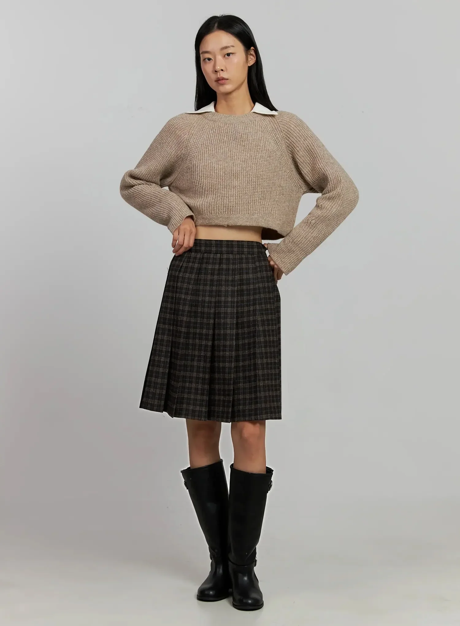 Cropped Crewneck Knit Top IJ502 - Image 3