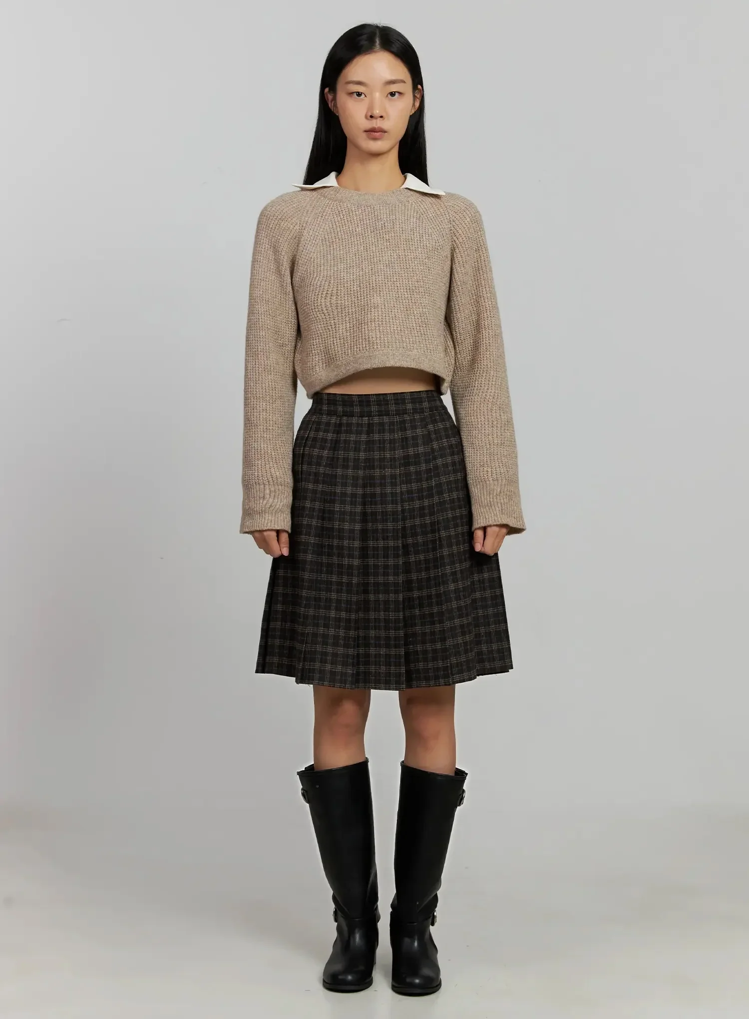 Cropped Crewneck Knit Top IJ502 - Image 8