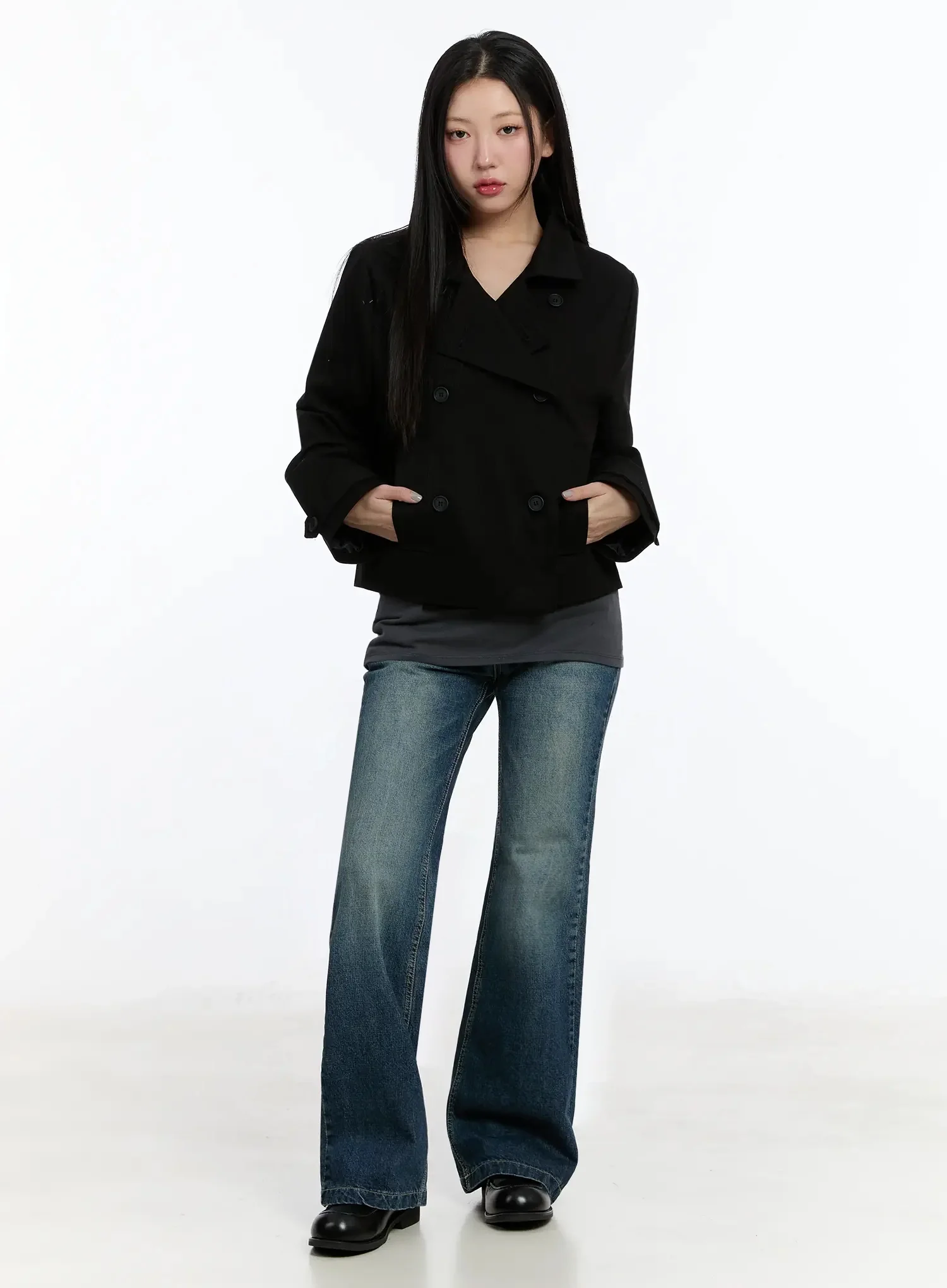 Cropped Double High-Neck French Jacket IM509 - Image 11