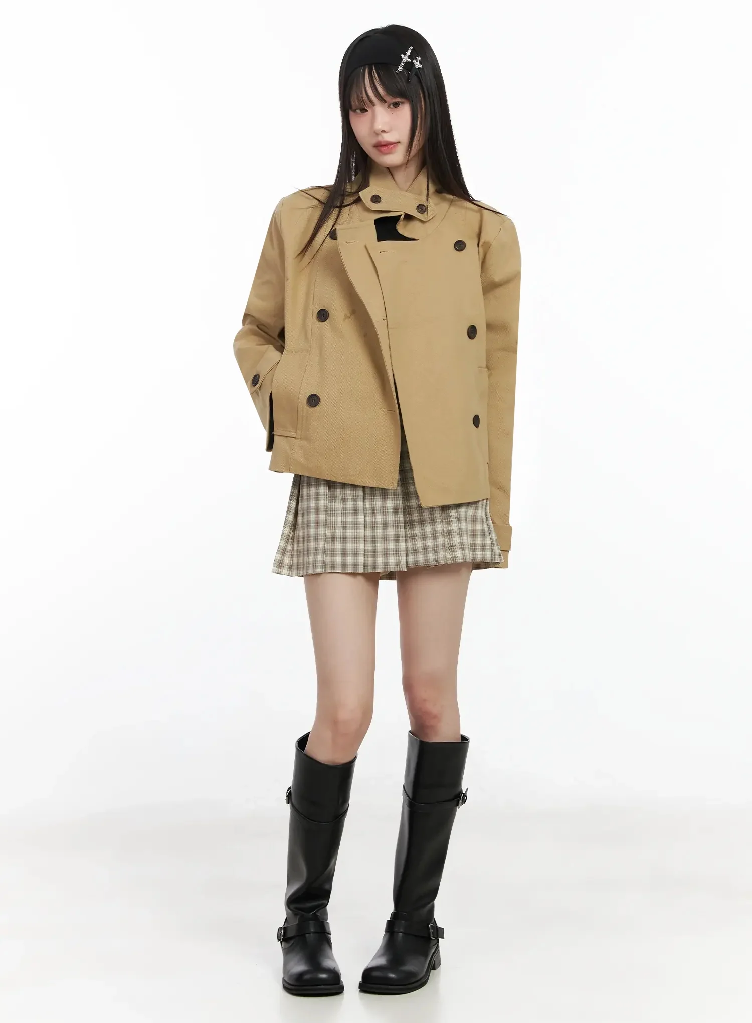 Cropped Double High-Neck French Jacket IM509 - Image 15