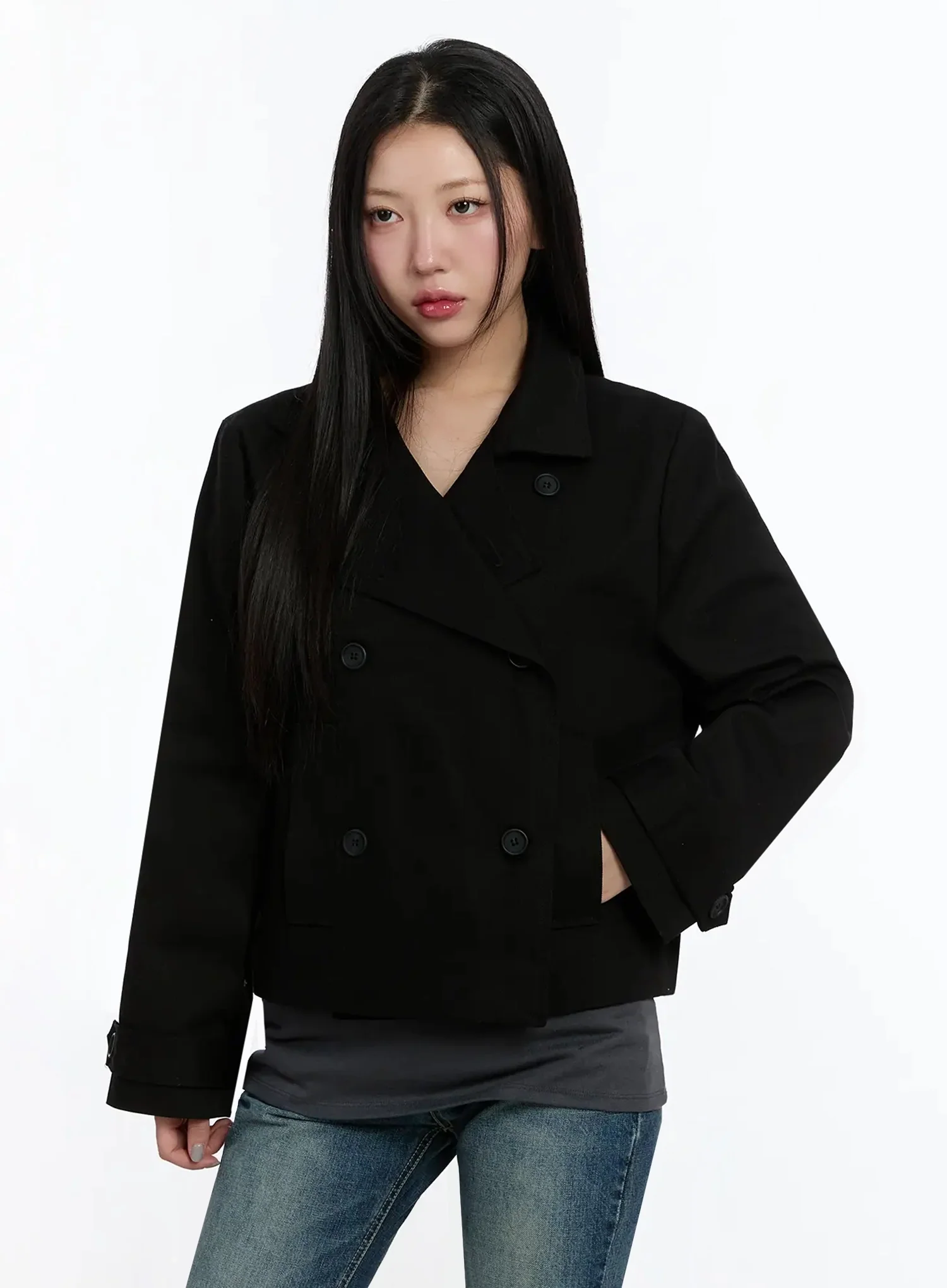 Cropped Double High-Neck French Jacket IM509 - Image 3