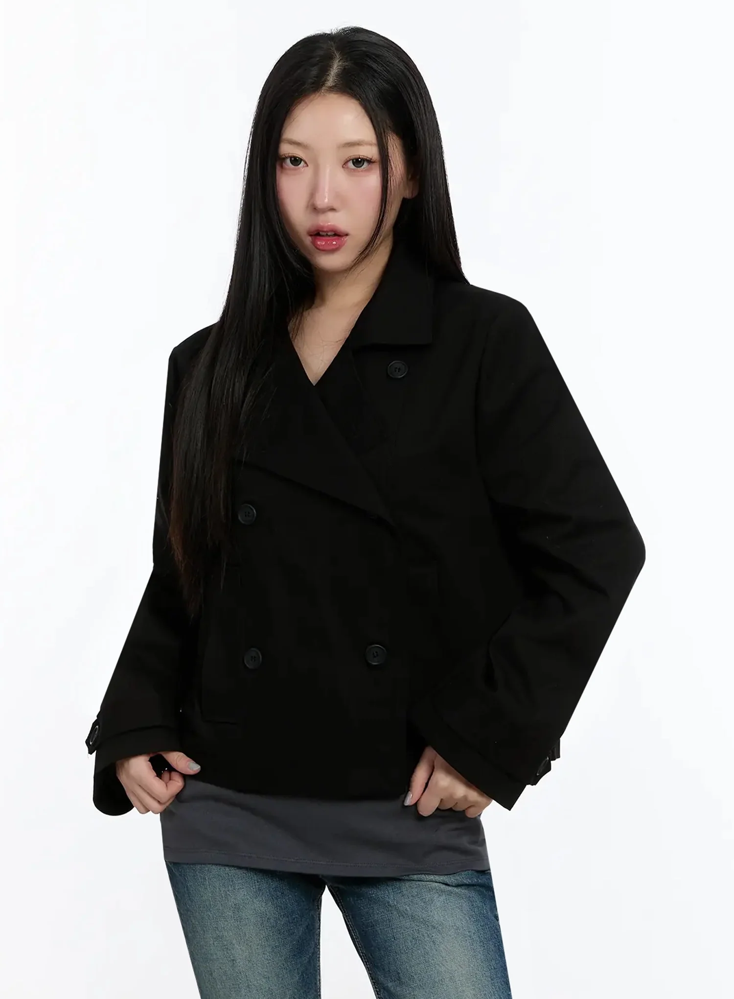 Cropped Double High-Neck French Jacket IM509 - Image 7