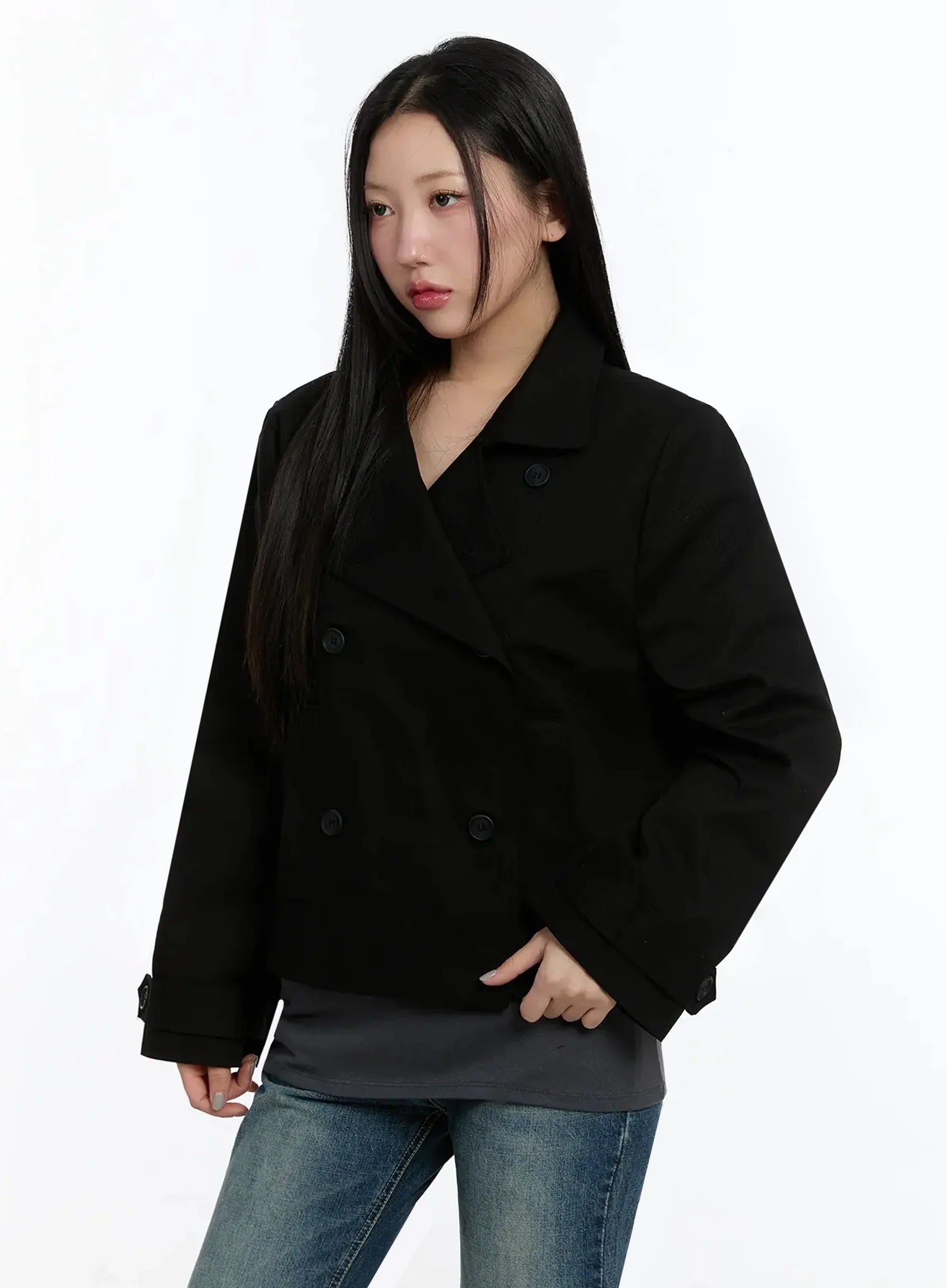 Cropped Double High-Neck French Jacket IM509 - Image 8