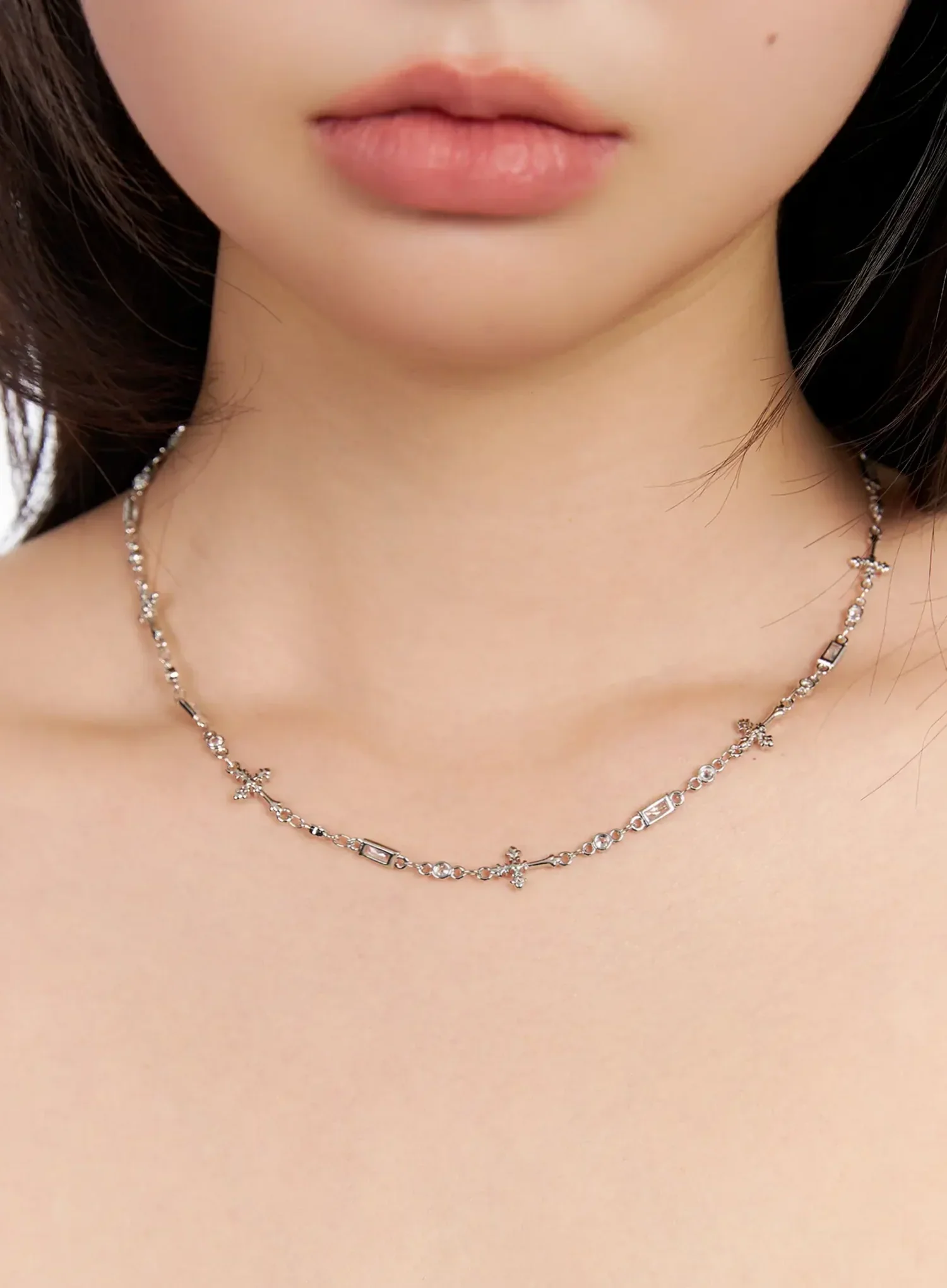 Cubic Cross Chain Necklace IM531