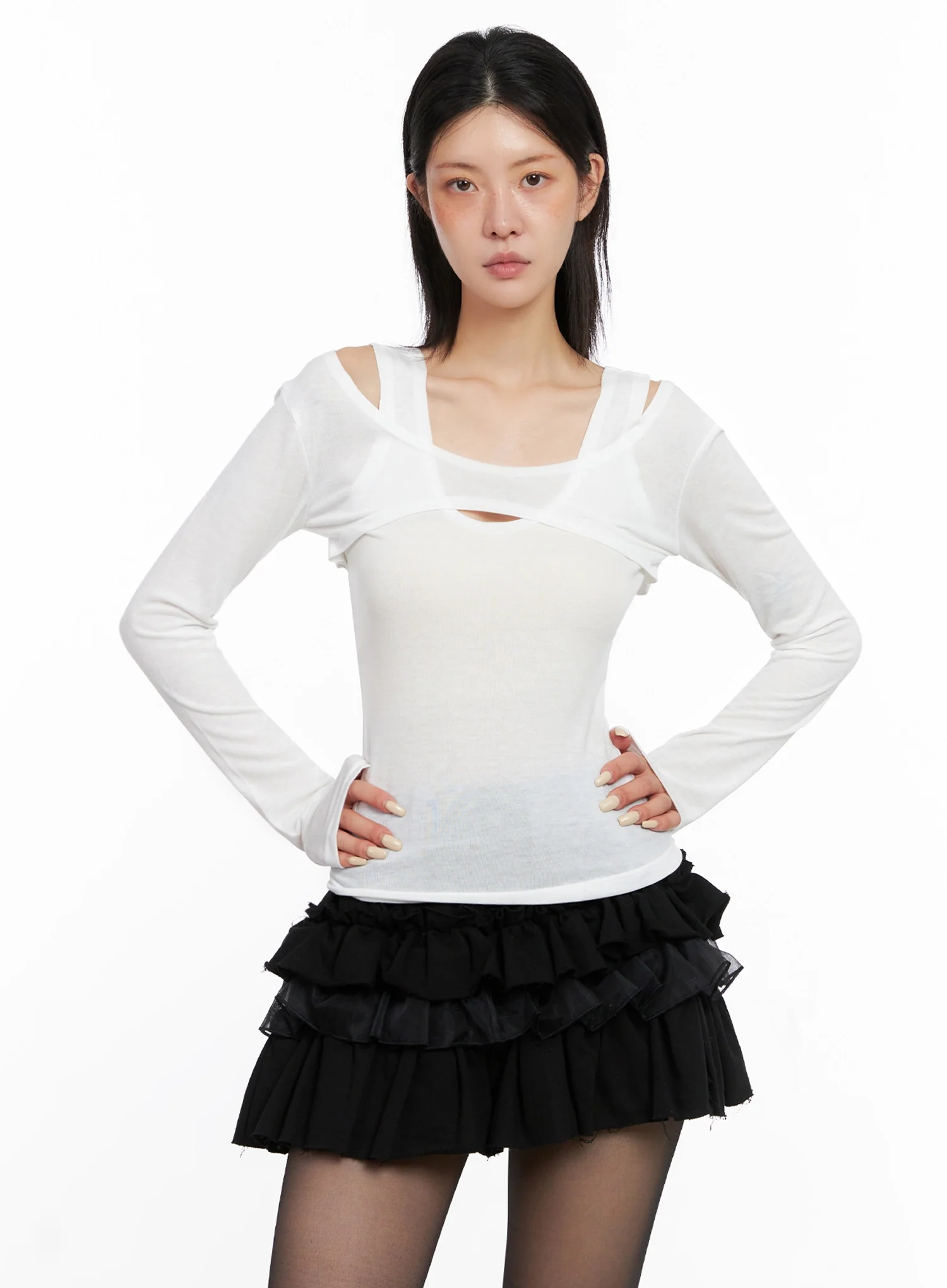 Cut Out Long Sleeve Top IS508 - Image 10