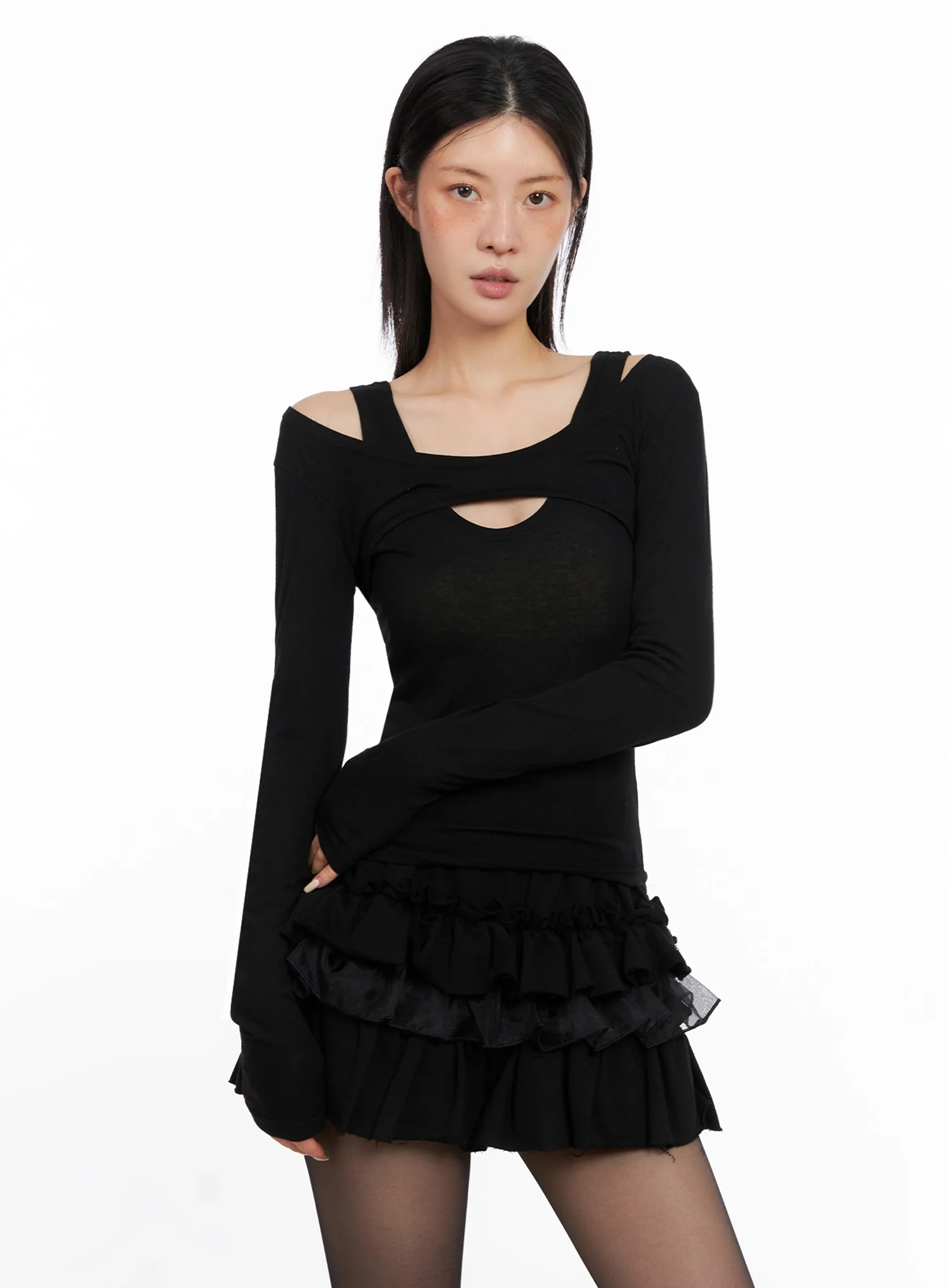 Cut Out Long Sleeve Top IS508 - Image 11