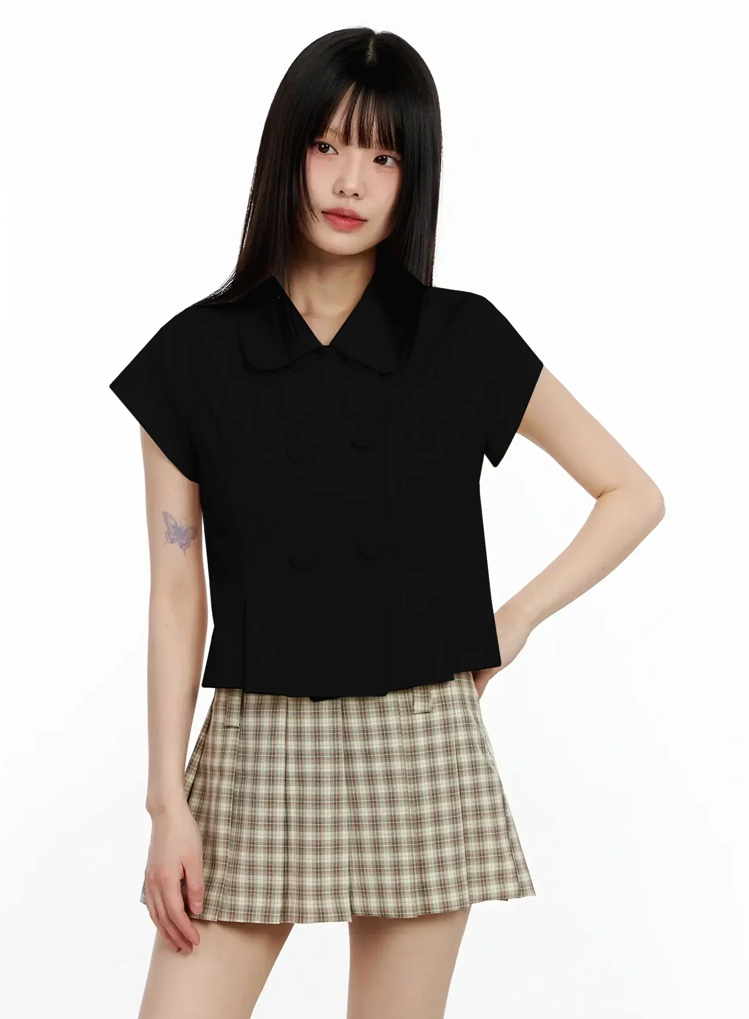 Cute Button-Detail Cropped Jacket IM530 - Image 12