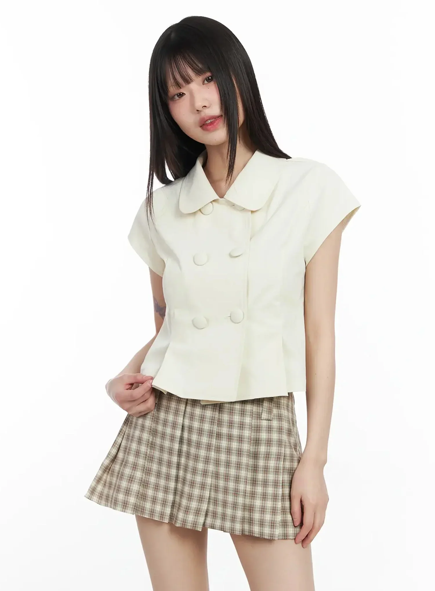 Cute Button-Detail Cropped Jacket IM530 - Image 2