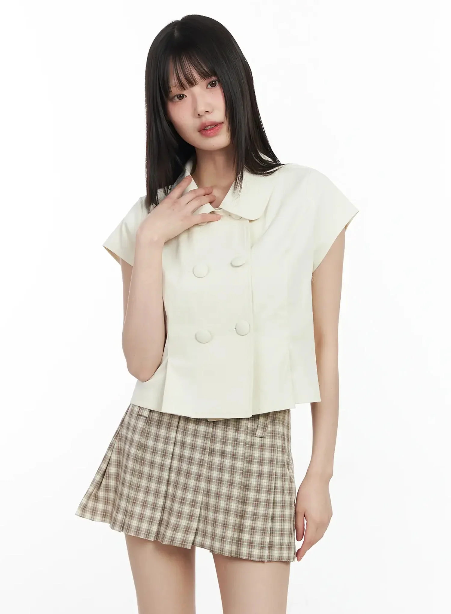 Cute Button-Detail Cropped Jacket IM530 - Image 6