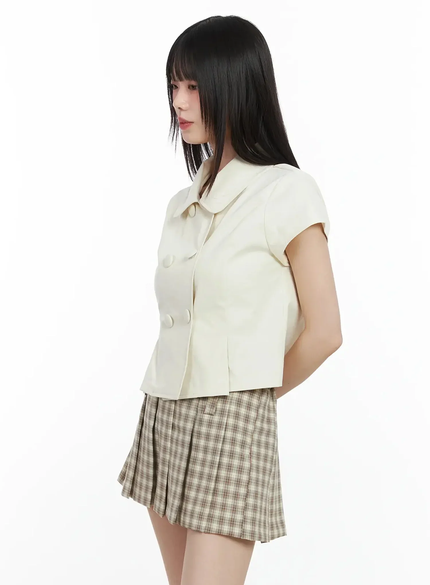 Cute Button-Detail Cropped Jacket IM530 - Image 7
