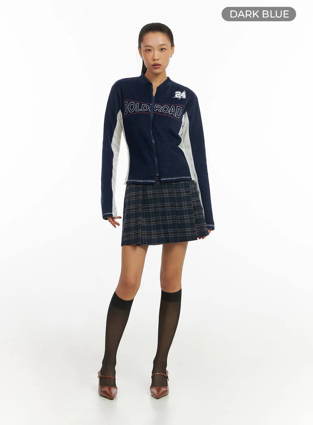 Dark Blue Polyester Slim Fit Hoodie IO409 - Image 12