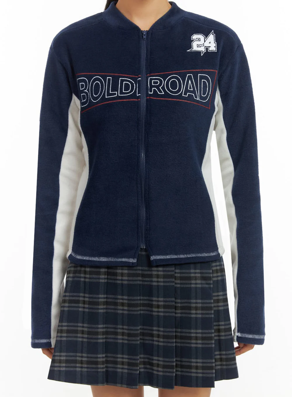 Dark Blue Polyester Slim Fit Hoodie IO409 - Image 4