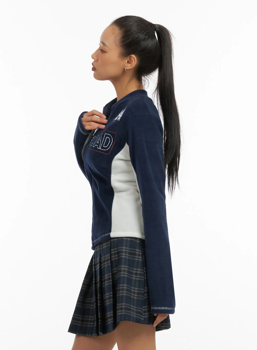Dark Blue Polyester Slim Fit Hoodie IO409 - Image 6