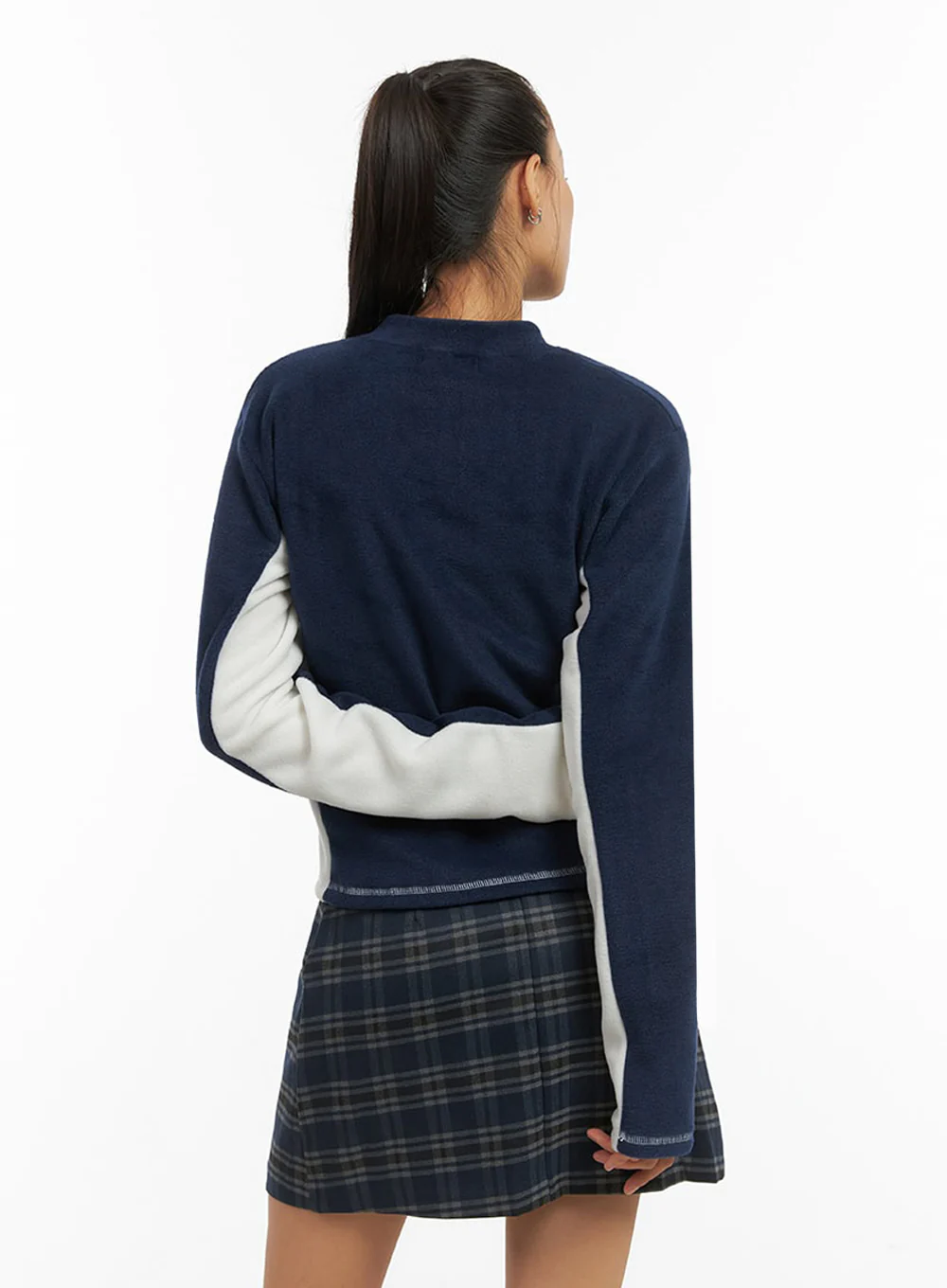Dark Blue Polyester Slim Fit Hoodie IO409 - Image 7