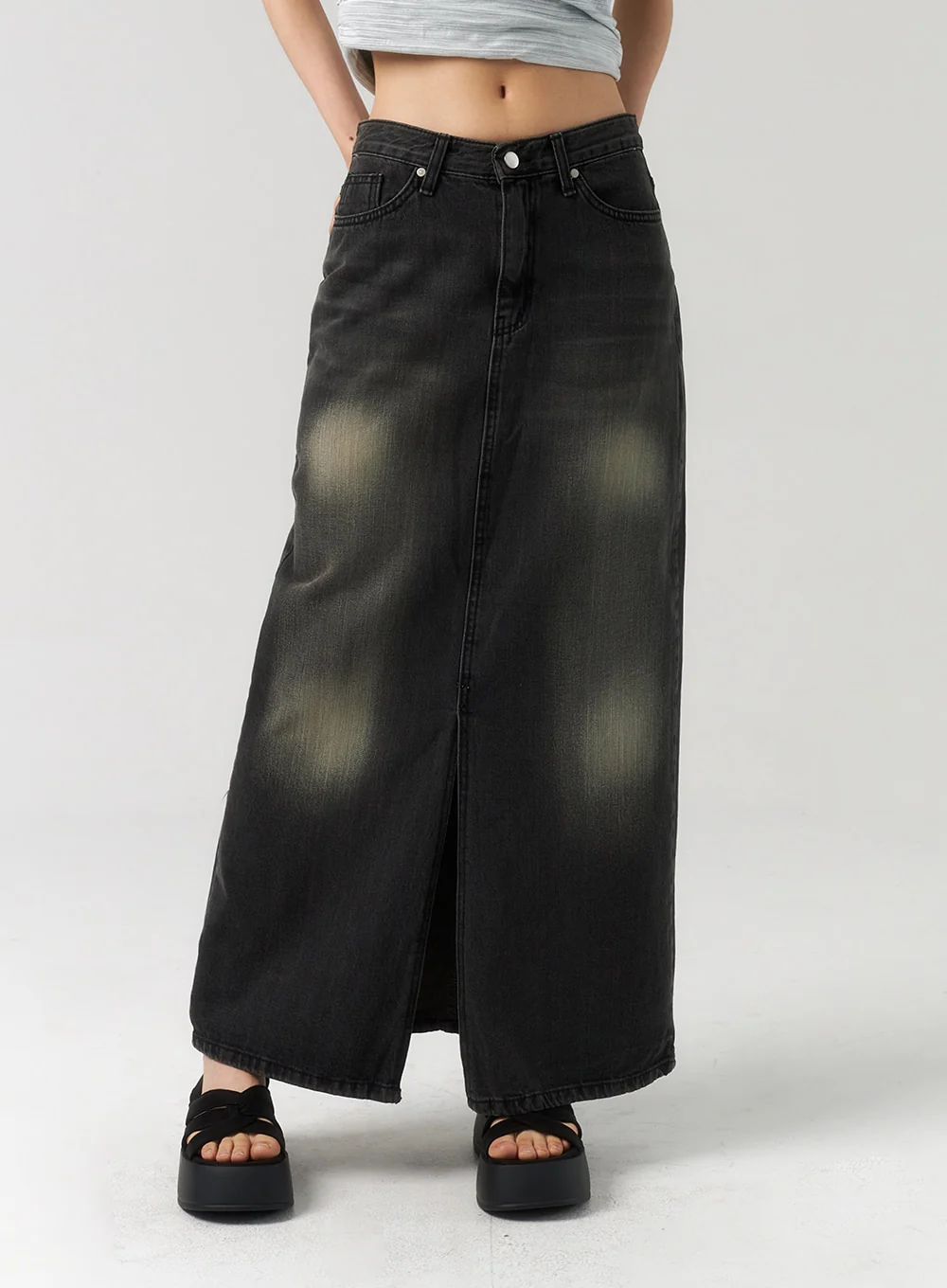 Dark Wash Denim Maxi Skirt CU321 - Image 5