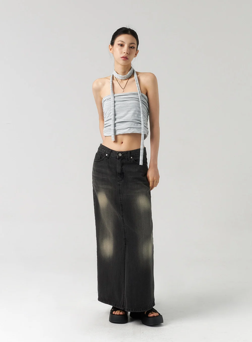 Dark Wash Denim Maxi Skirt CU321 - Image 6