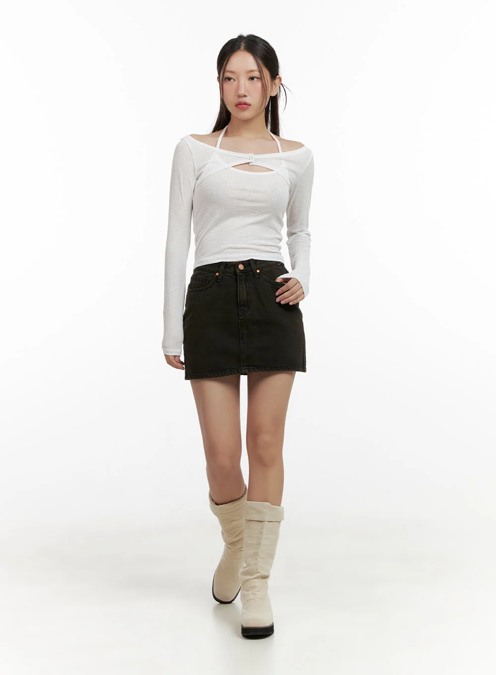 Dark Washed Denim Mini Skirt CL431 - Image 2