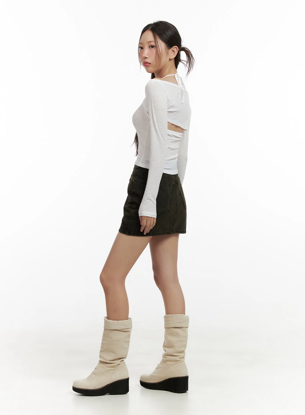 Dark Washed Denim Mini Skirt CL431 - Image 3