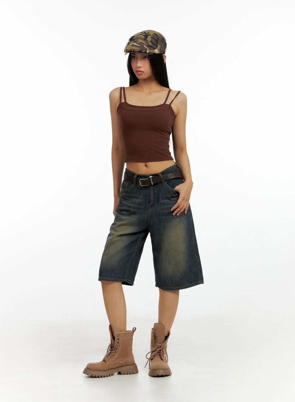 Dark Washed Wide Leg Jorts IL419 - Image 6