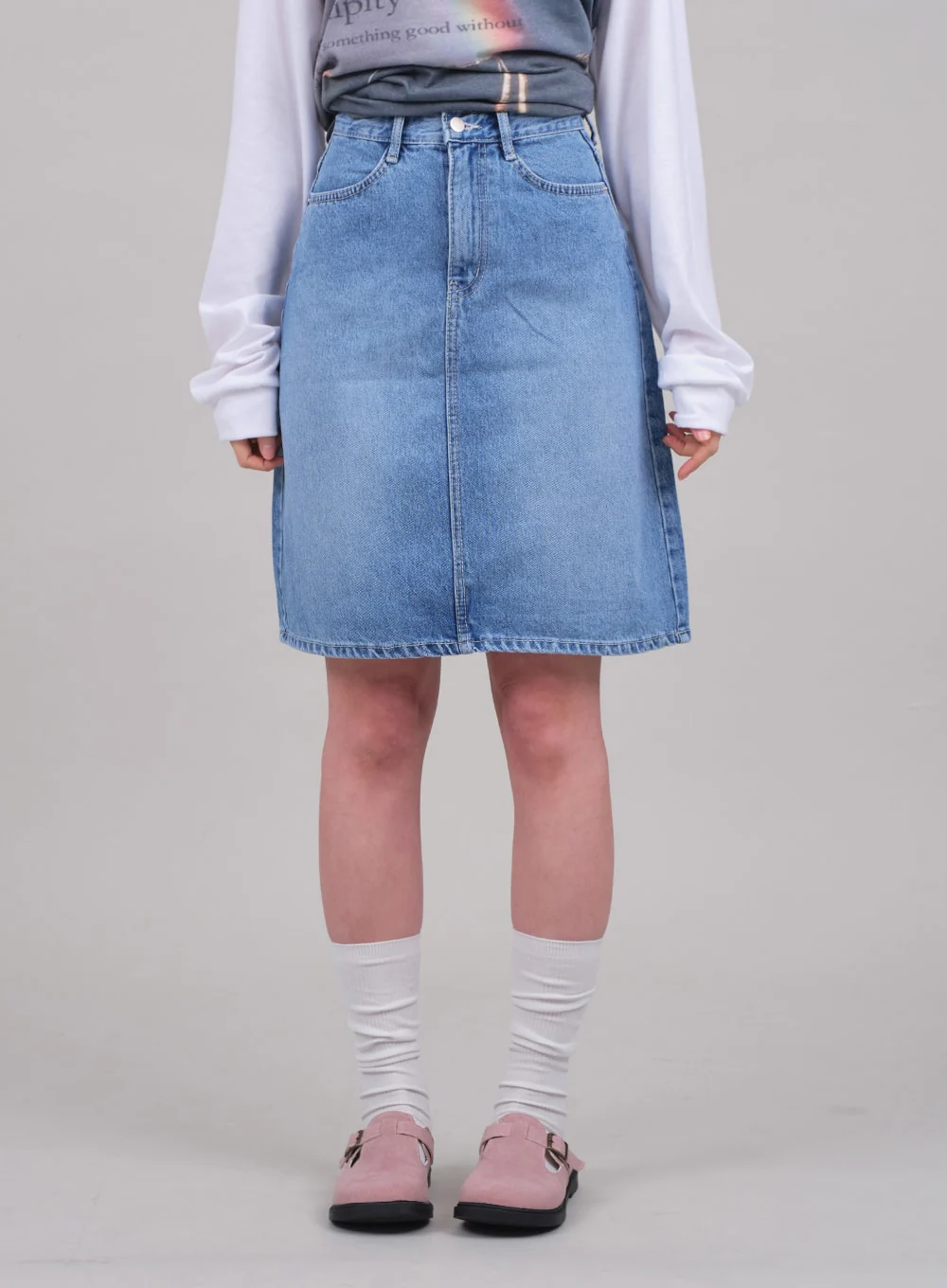 Denim Knee Length Skirt C2701 - Image 10