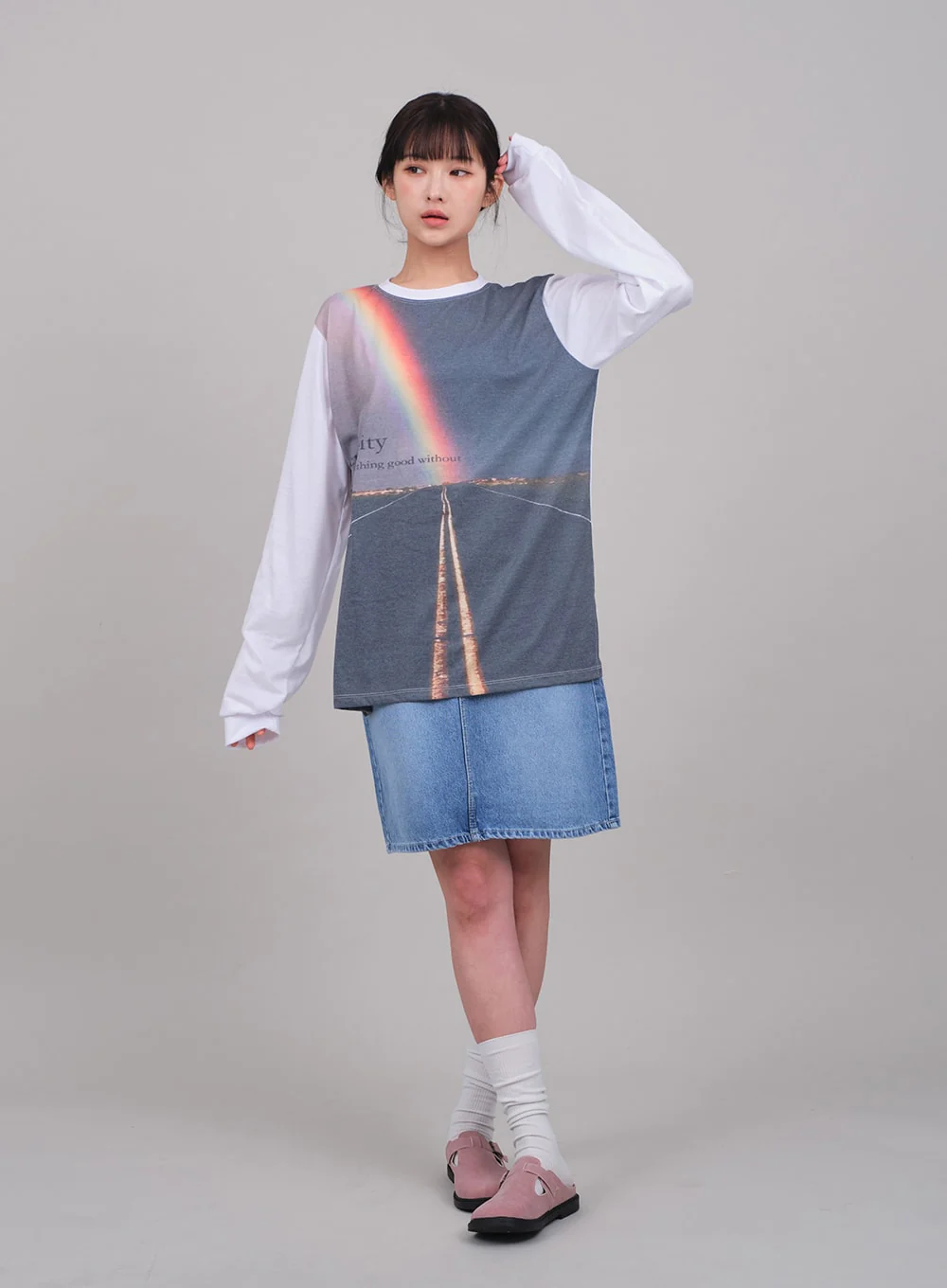 Denim Knee Length Skirt C2701 - Image 11