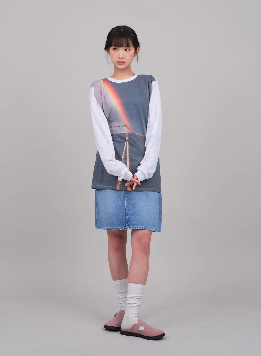 Denim Knee Length Skirt C2701 - Image 15