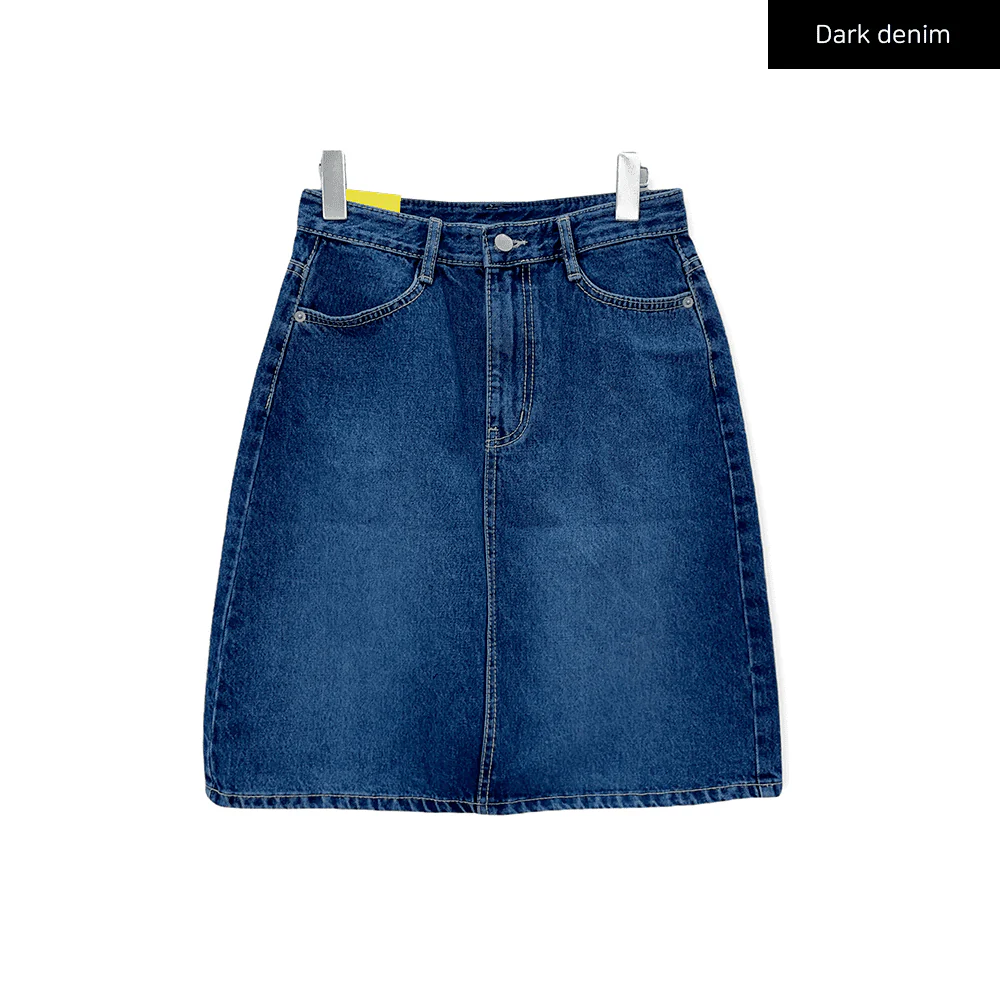 Denim Knee Length Skirt C2701 - Image 17