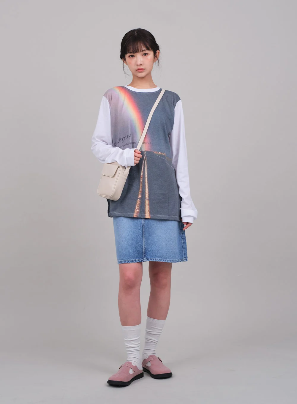 Denim Knee Length Skirt C2701 - Image 3