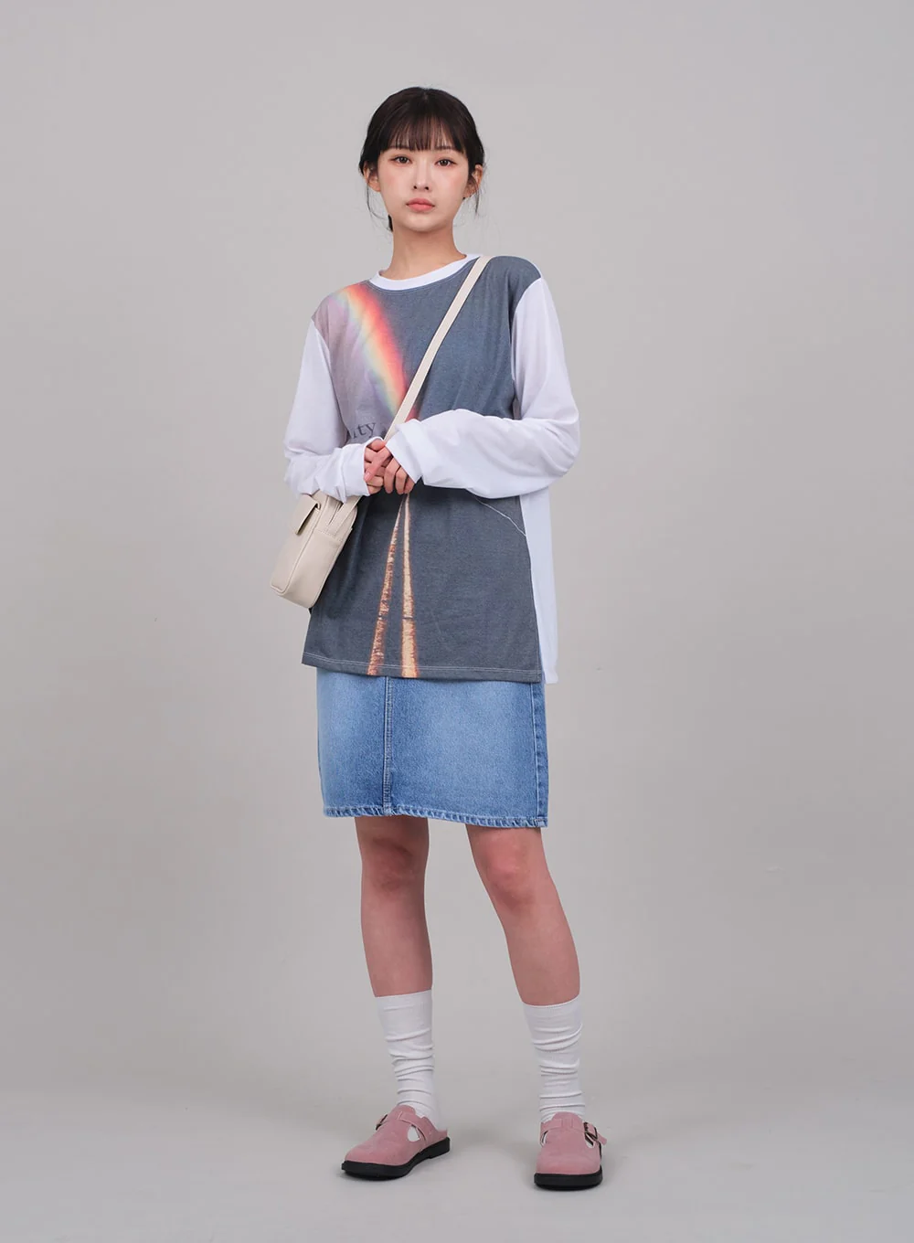 Denim Knee Length Skirt C2701 - Image 4