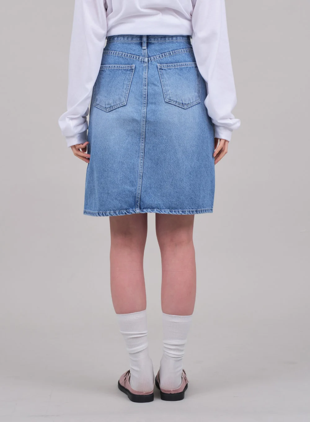 Denim Knee Length Skirt C2701 - Image 6