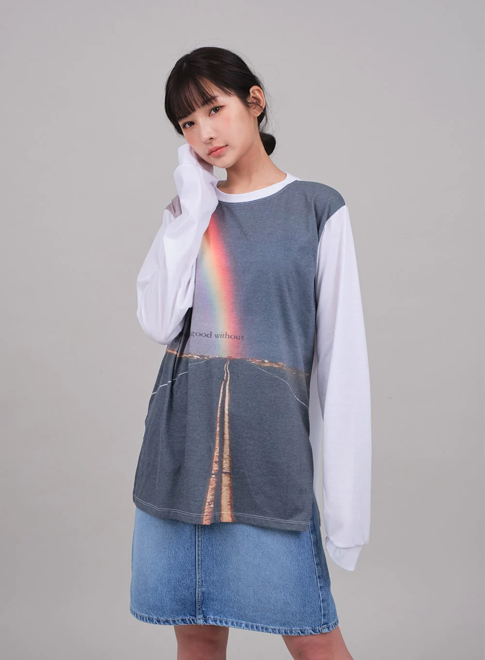 Denim Knee Length Skirt C2701 - Image 7