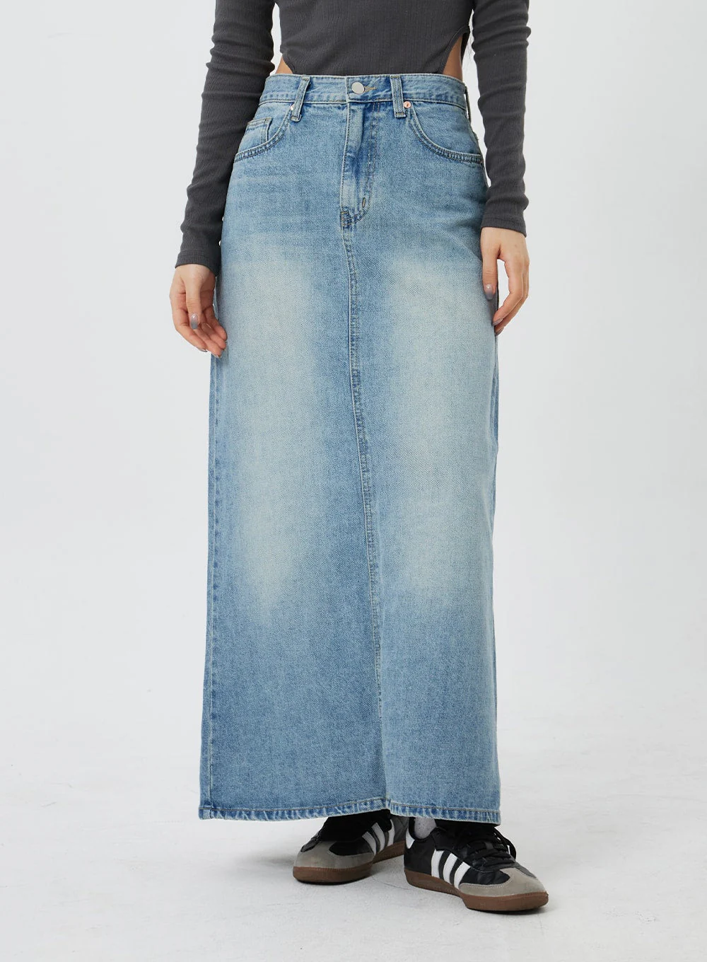 Denim Maxi Skirt CF324 - Image 9