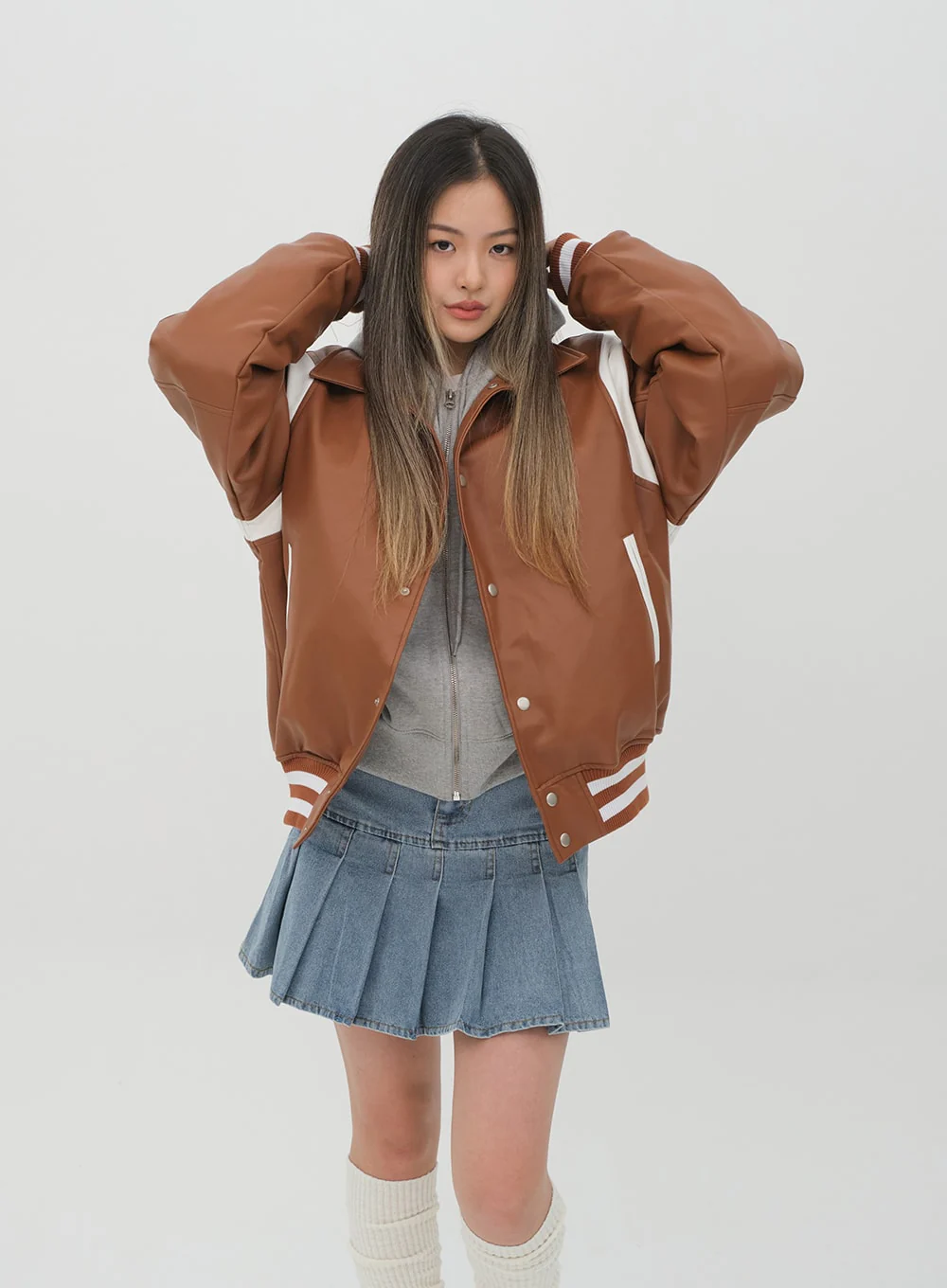 Denim Pleated Mini Skirt - Image 11