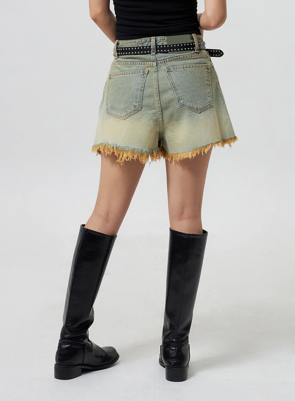 Denim Ripped Hem Shorts CY325 - Image 6