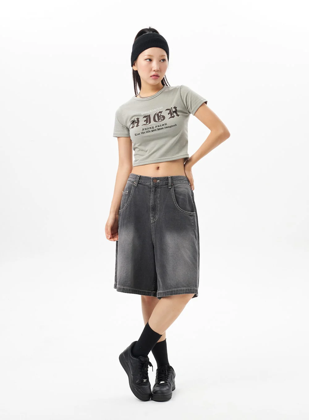 Denim Wide Bermuda Pants CU316 - Image 10