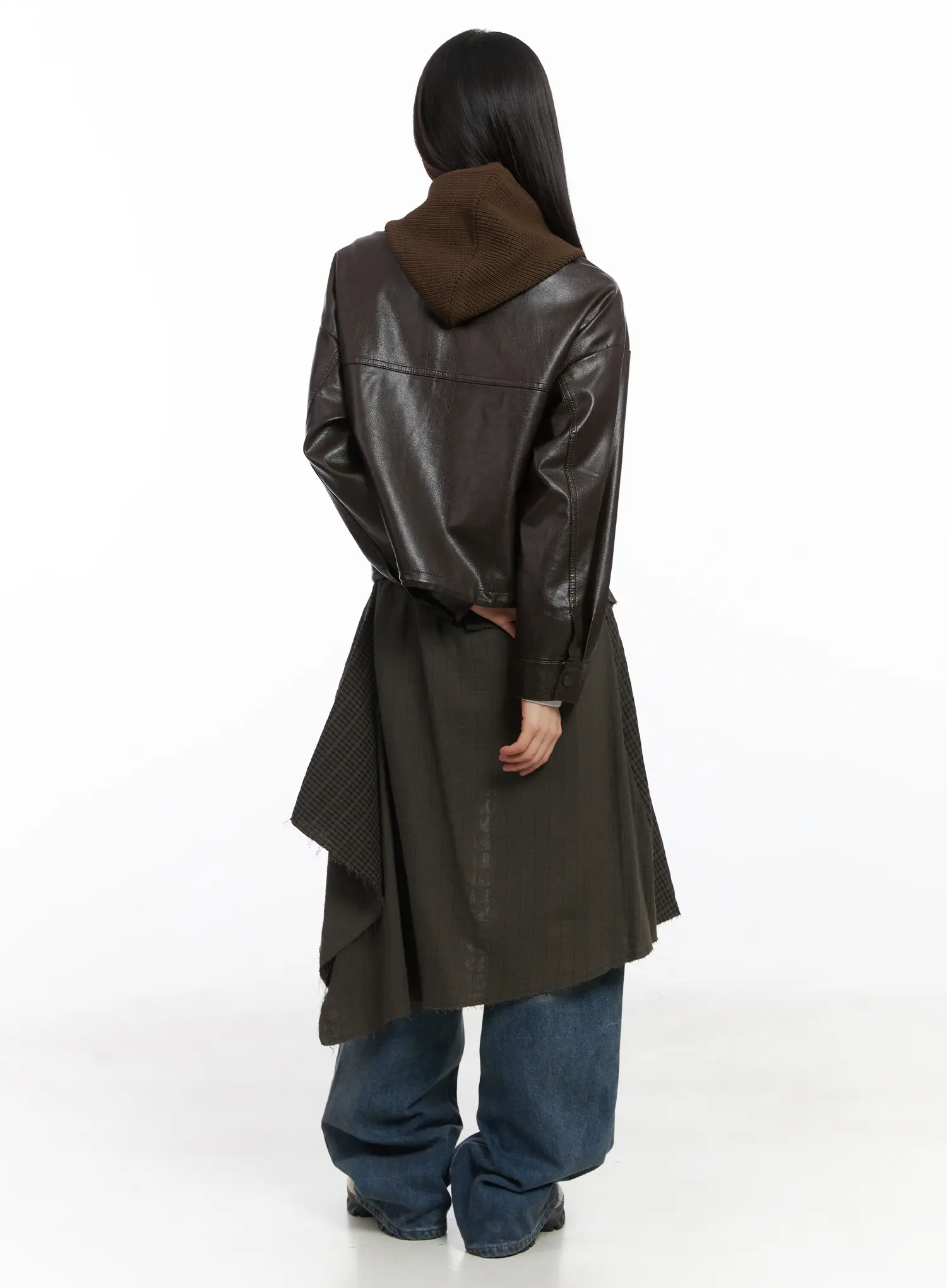 Detachable Hooded Leather Jacket CD519 - Image 7