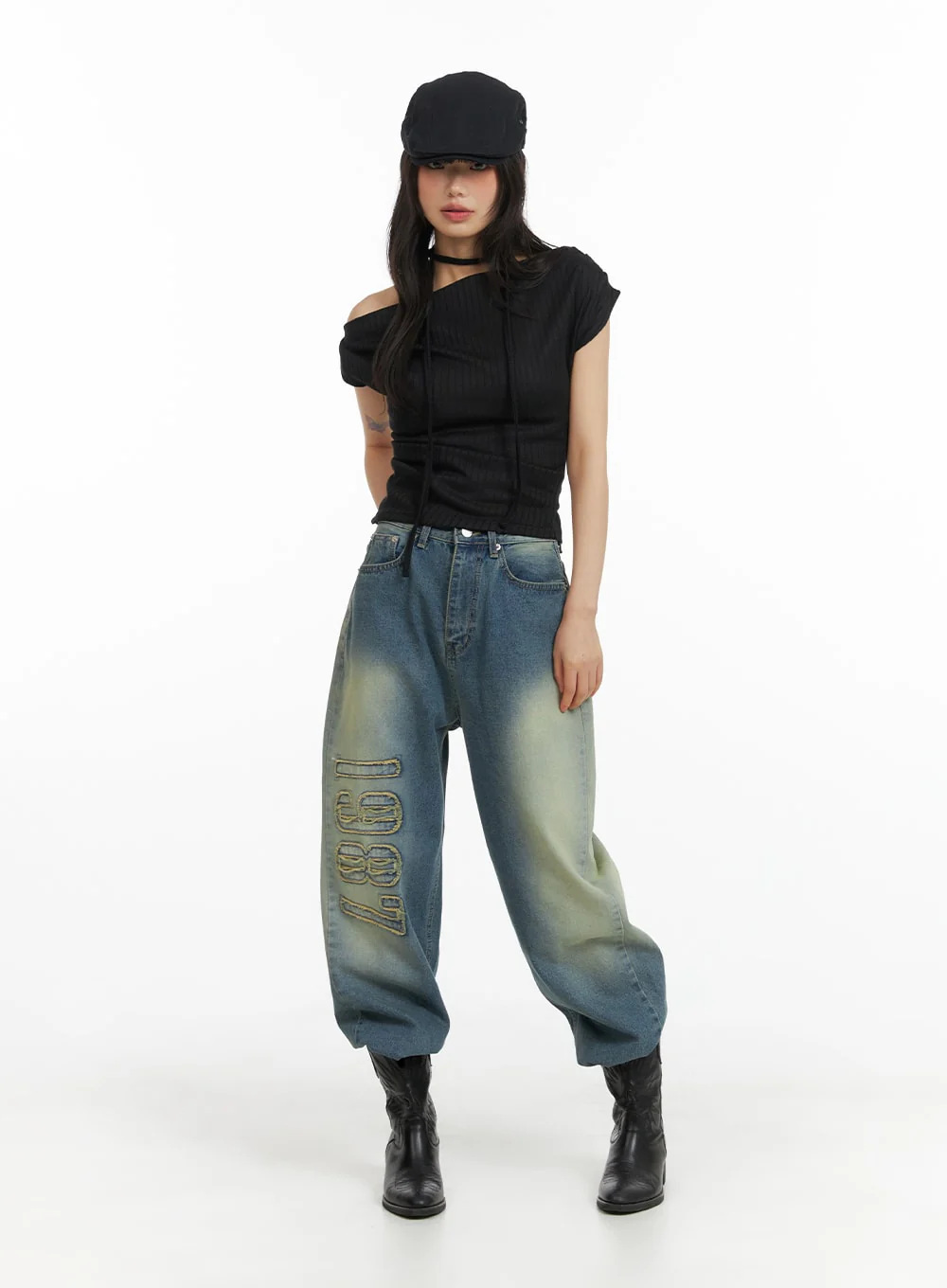 Distressed Baggy Straight Jeans CM413 - Image 2