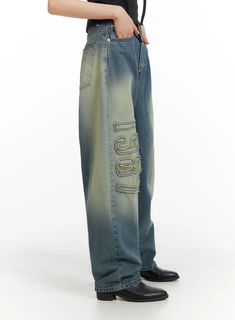 Distressed Baggy Straight Jeans CM413 - Image 3