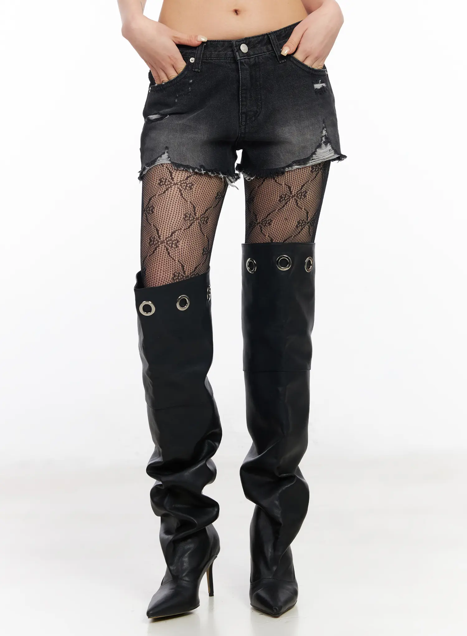 Distressed Hem Denim Shorts CF527 - Image 2