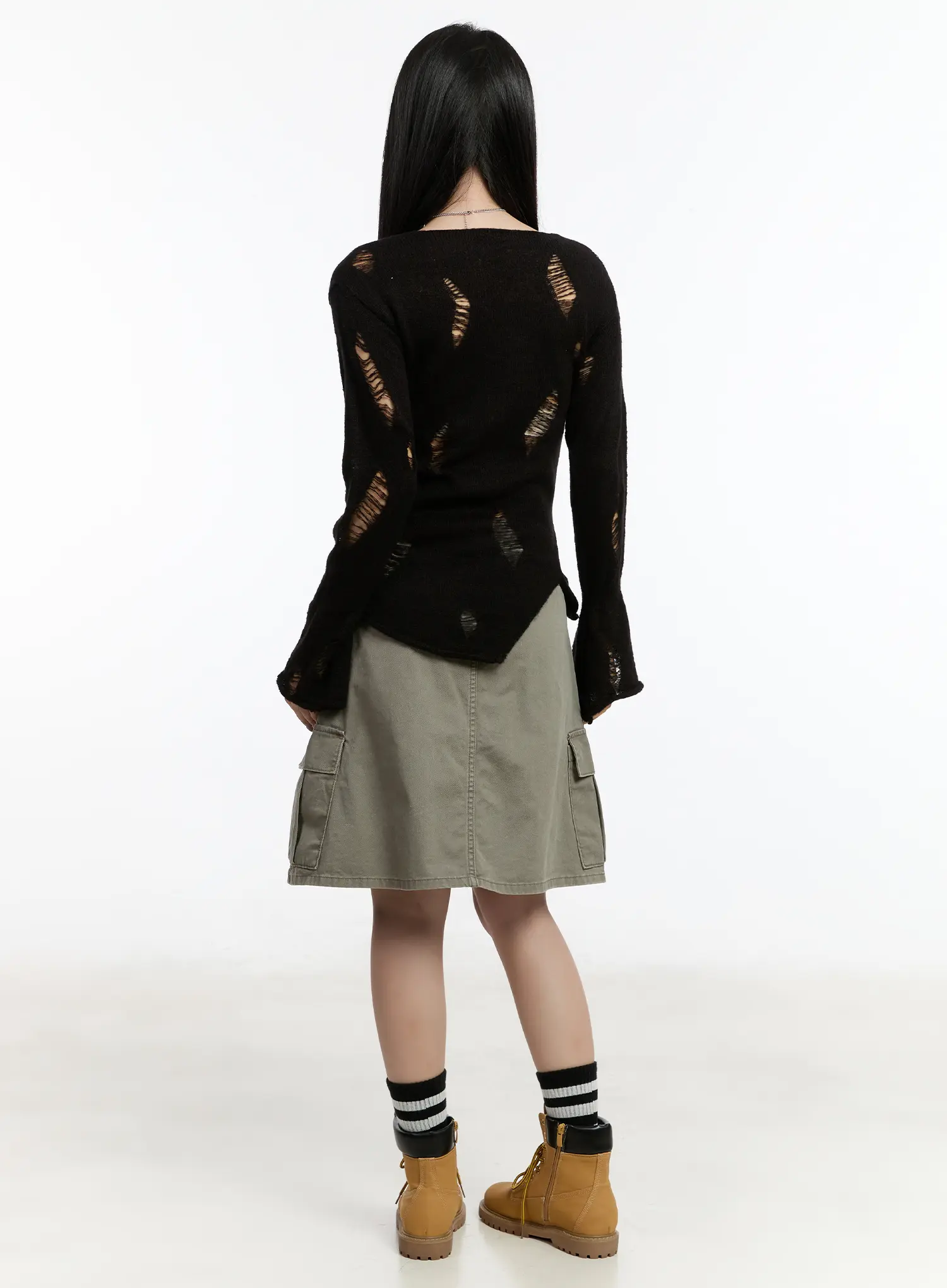 Distressed Knit Long Sleeve Top CM511 - Image 5