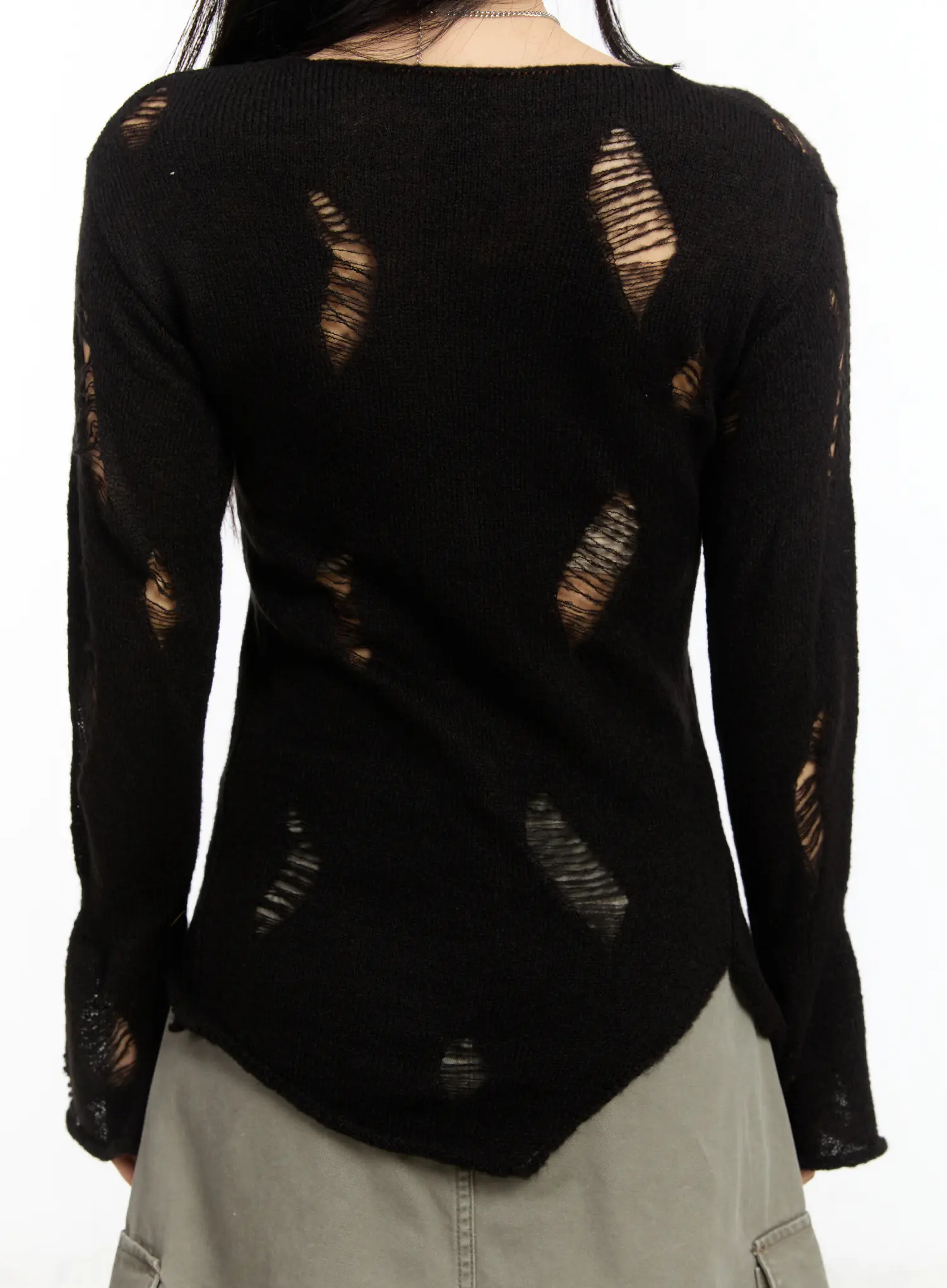 Distressed Knit Long Sleeve Top CM511 - Image 9