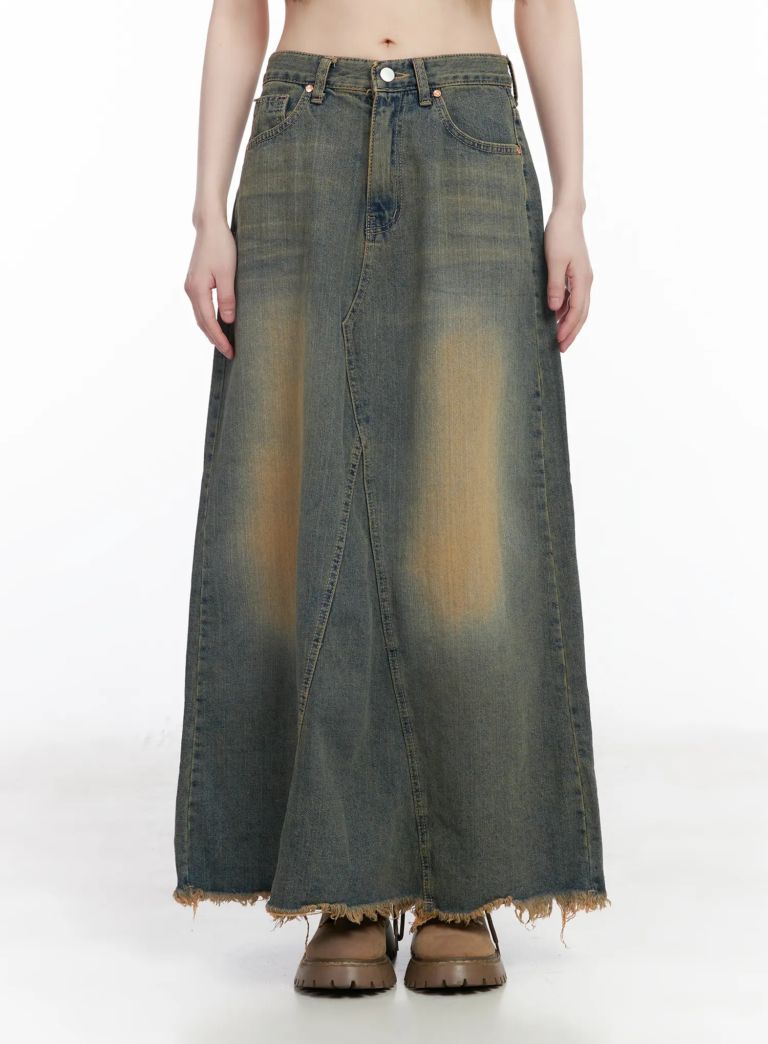 Distressed Maxi Denim Skirt CM525 - Image 10